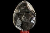 Septarian Dragon Egg Geode - Black Crystals #109974-1